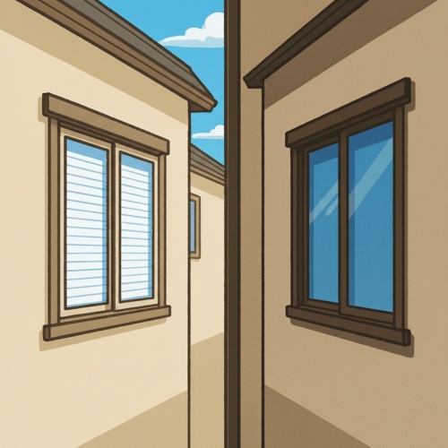 隣家との距離が近い窓