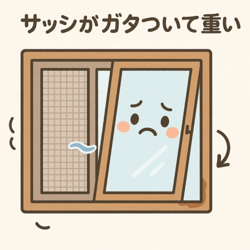 サッシがガタついて重い